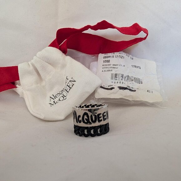 New Alexander McQueen Chain Link Ring, Fits Size 8 - Picture 1 of 4